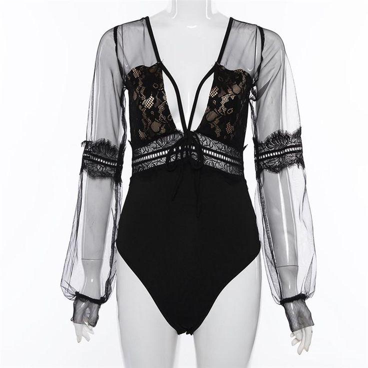 Bodysuits & Unitards.  - t-shirt, bodysuit, lace, sleeve: 