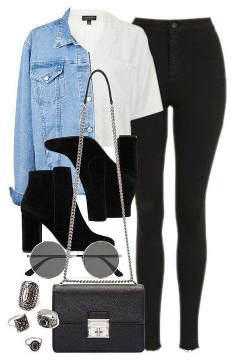 Black Outfits Polyvore, Fall Outfit Casual wear, Jean jacket: Black Jeans,  winter outfits,  Polo neck,  Fall Outfits,  Polyvore outfits,  Outfits Polyvore  