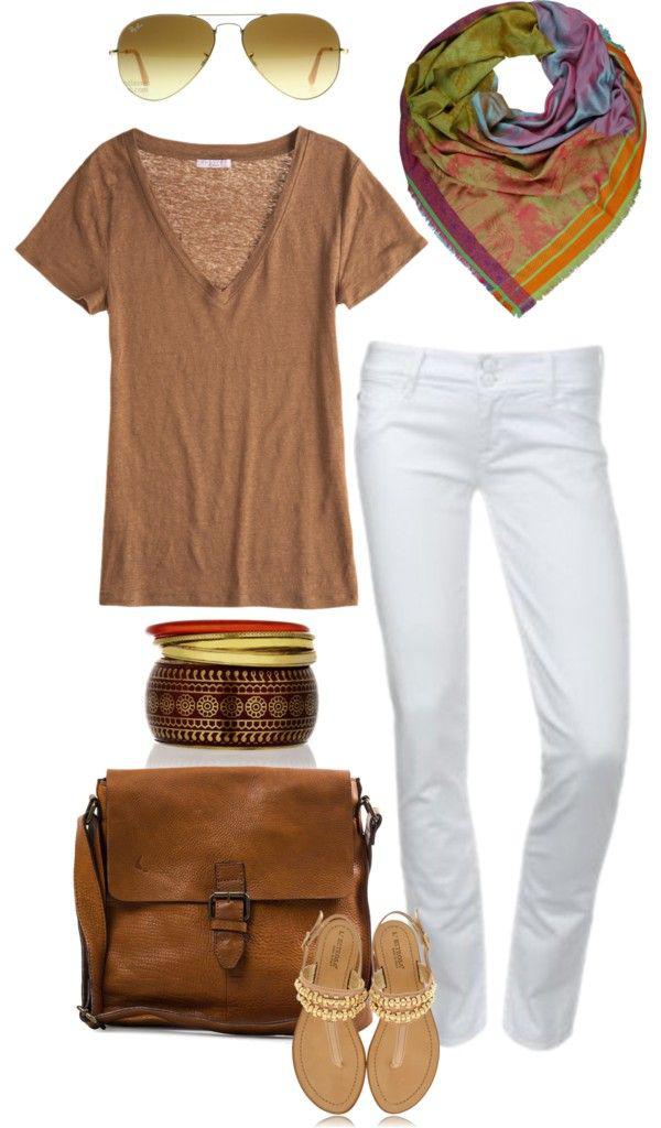Polyvore Summer Casual wear, Slim-fit pants: Clothing Ideas,  Polyvore Outfits Summer,  Shirt White,  T-Shirt Outfit  