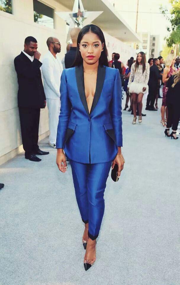 Womens Tuxedo Suit, Pant Suits, Navy blue: Royal blue,  Suits Female,  Black Celebrity Fashion,  Celebrity Outfit Ideas,  Power Suit  