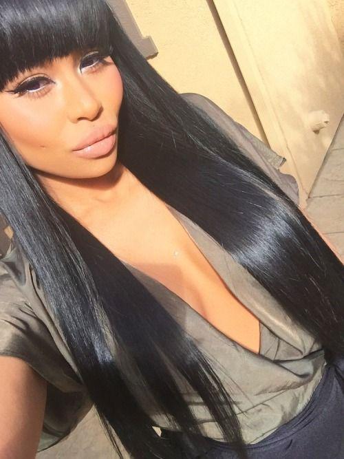 Long Hair With China Bangs: Lace wig,  Afro-Textured Hair,  Bob cut,  Short hair,  Blac chyna,  Black Celebrity Fashion  