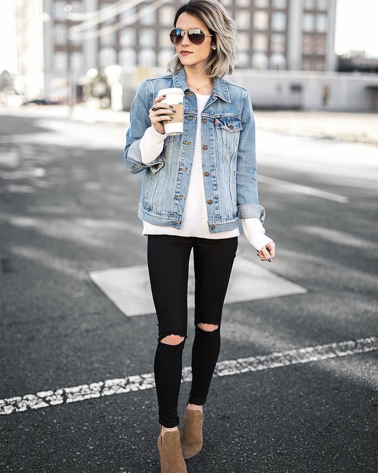 Denim jacket outfit women on Stylevore