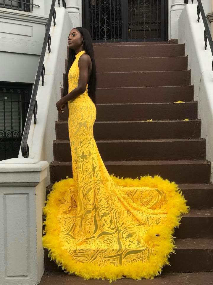 Yellow mermaid prom dresses 2019 on ...