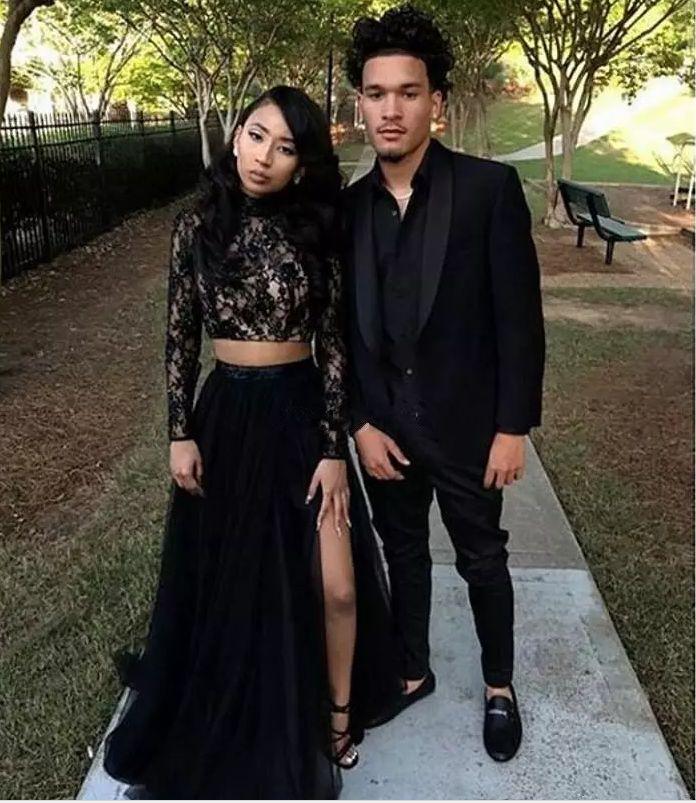 All Black Homecoming Outfits & Evening gown: Black Couple Homecoming Dresses,  Prom outfits  