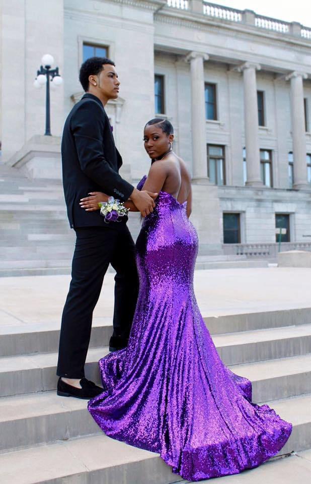 He's her king, and she's his queen, shining in shimmering style!: Strapless dress,  Prom Dresses,  Formal dresses,  Black Couple Homecoming Dresses  