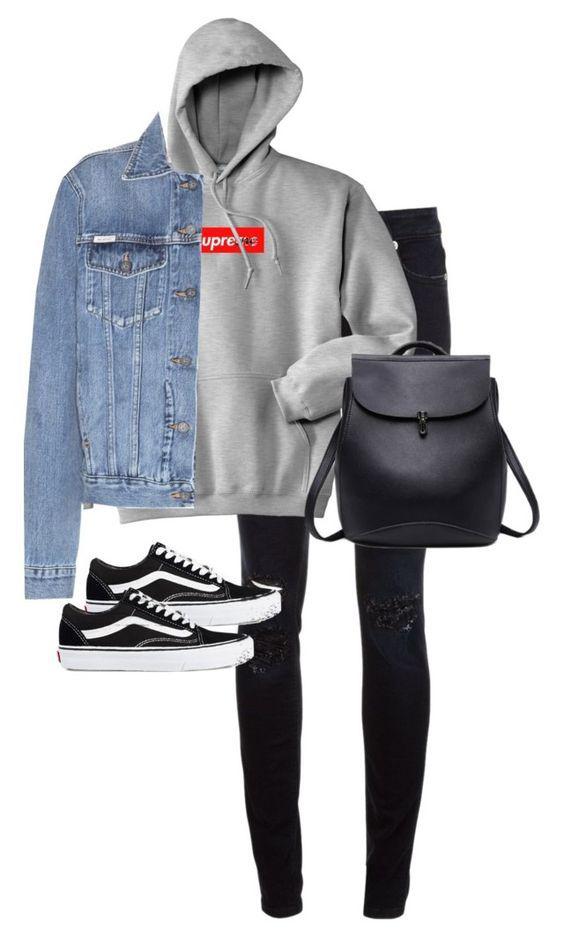 Casual Fall Outfit Jean jacket: Hoodie outfit,  Outfits Polyvore,  Grey Hoodie  