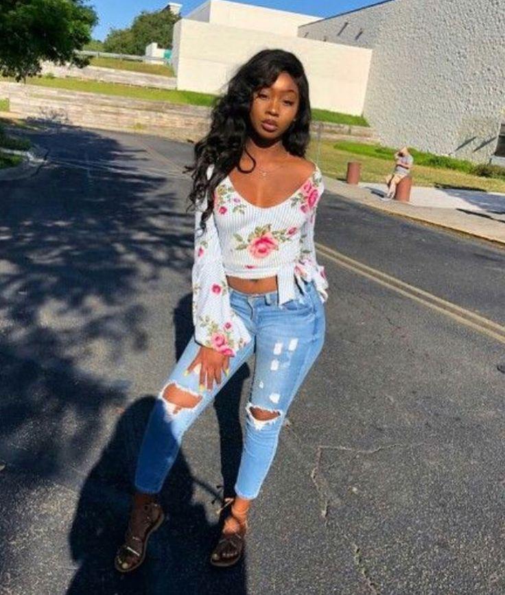 Black Girls Casual wear Slim-fit pants: Ripped Jeans,  shirts,  Fashion Nova,  dope outfits  