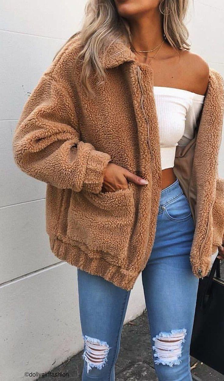 Glamorous ideas for winter jacket and coat: winter outfits,  Teddy Jacket,  Furry Coat  