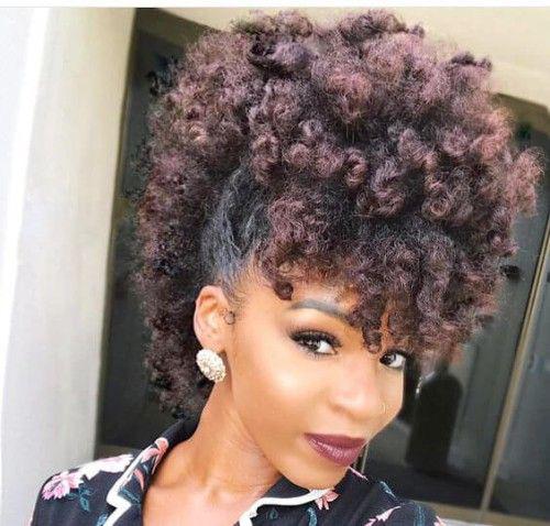 An Impressive Curly Hair Mohawk Hairstyle for Black Women