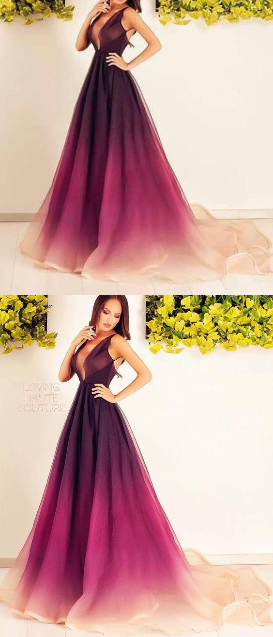 New Arrival Sexy Prom Dress,Prom Dress,Burgundy Prom Dress,Long Ombre Wine Red E...: 