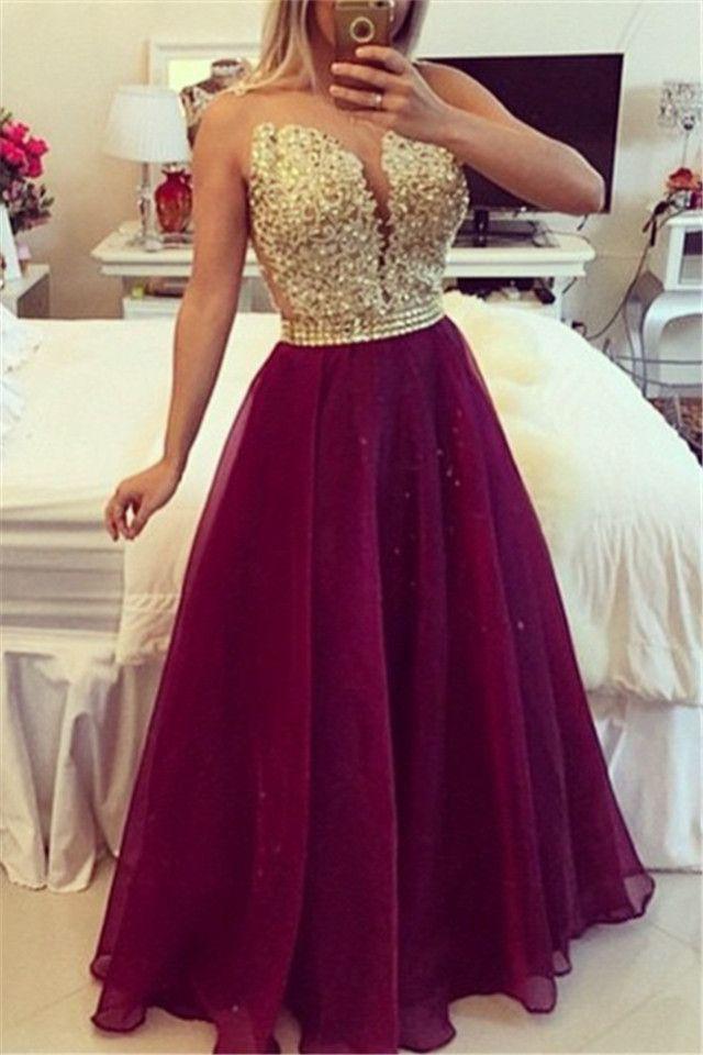 Sweetheart Burgundy Chiffon Long Prom Dress Popular Plus Size Formal Evening Dresses: 