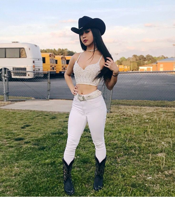 cowgirl outfit with denim skirt