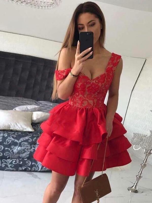 Red Homecoming Dresses, Party Outfit Cocktail dress, Party dress: Spaghetti strap,  Sheath dress,  Cute Party Dresses,  Red Gown,  Red Dress  