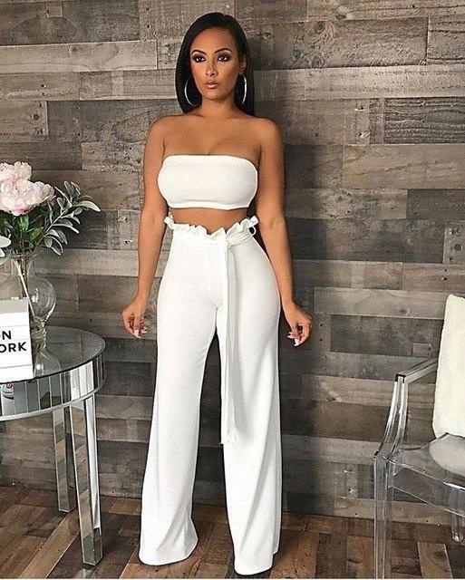 Baddie Birthday Outfits Crop top, Slim-fit pants: Black girls,  Baddie Outfits,  Black Girl Birthday Outfit,  White Top  