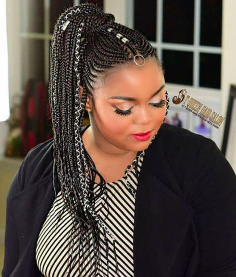 Black Girl Box braids, Afro-textured hair: Long hair,  Fulani Braids,  Fula people,  Cute Girls Hairstyle  