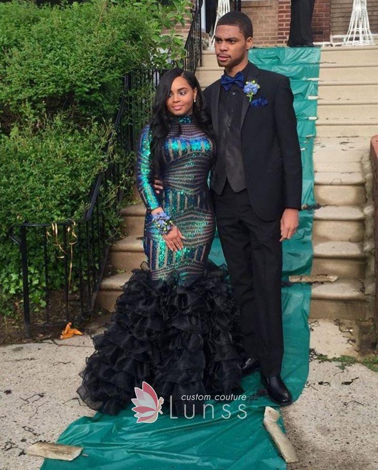 Homecoming Outfits - Peacock Colored Prom Dresses: Royal blue,  Prom Dresses,  Black Couple Homecoming Dresses,  Prom outfits  