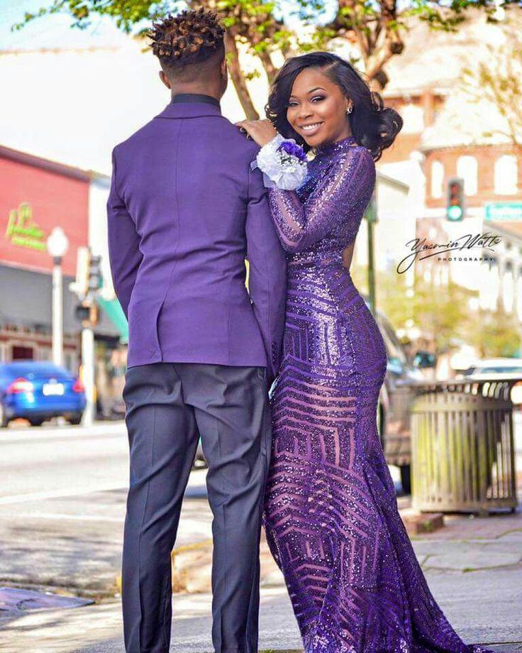 Shine on, she does in her sequined purple gown, with him in suave violet!: Backless dress,  Black Couple Homecoming Dresses  