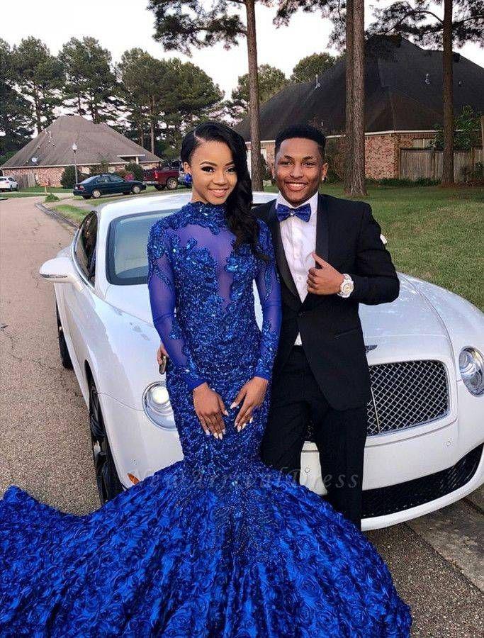 Black couple beautiful homecoming outfits Royal blue: party outfits,  See-Through Clothing,  Royal blue,  Black Couple Homecoming Dresses  
