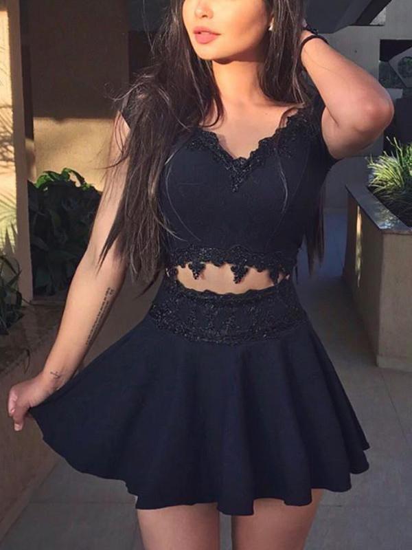 Little black dress, Party Outfit Homecoming Dresses, Homecoming Dress: Prom Dresses,  two piece,  Cute Party Dresses,  black dress  