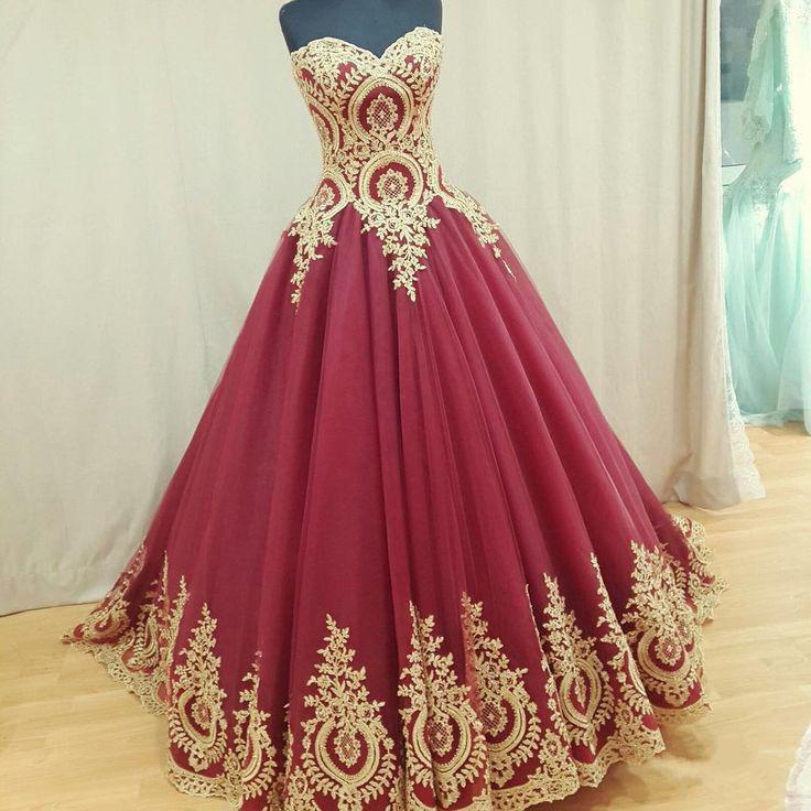 wine red wedding dress,wedding gowns,ball gown wedding dresses,bridal dress, PD2...: Red Gown  
