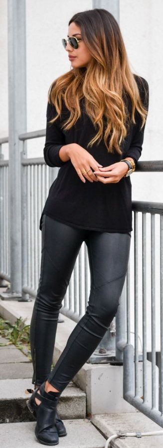 Black leather pants outfits: Skinny Jeans,  Casual Friday  
