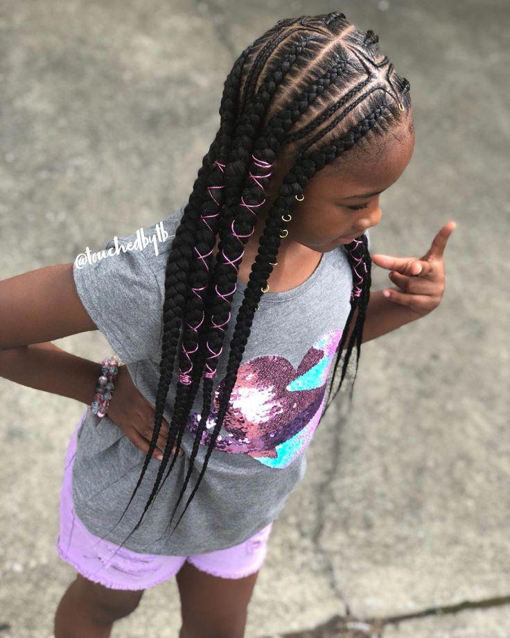 Clipkulture  Side Part Braids with Beads for little Girls