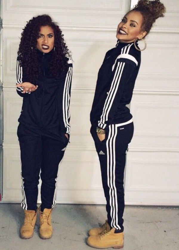 Adidas black and white outfit: Sporty Outfits,  Adidas Joggers  