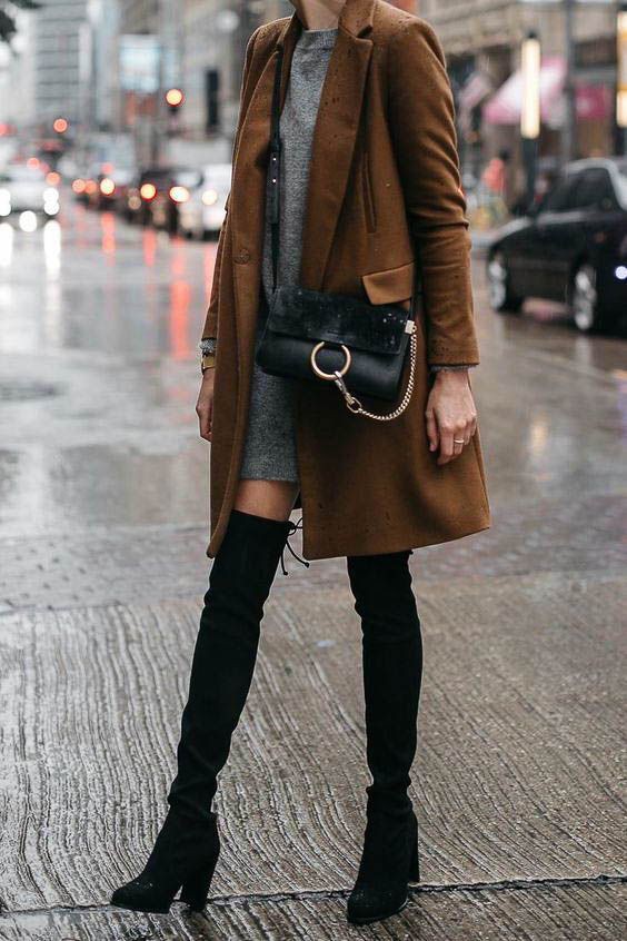 thigh high boots with sweater dress