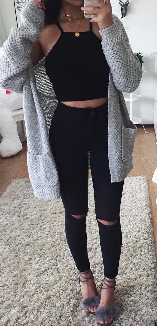 Crop Top And Jeans Outfits Ideas: Black Jeans Outfit,  Outfit Sets  