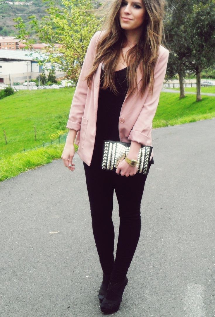 black and light pink outfit