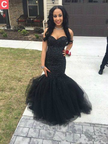 black tight prom dress