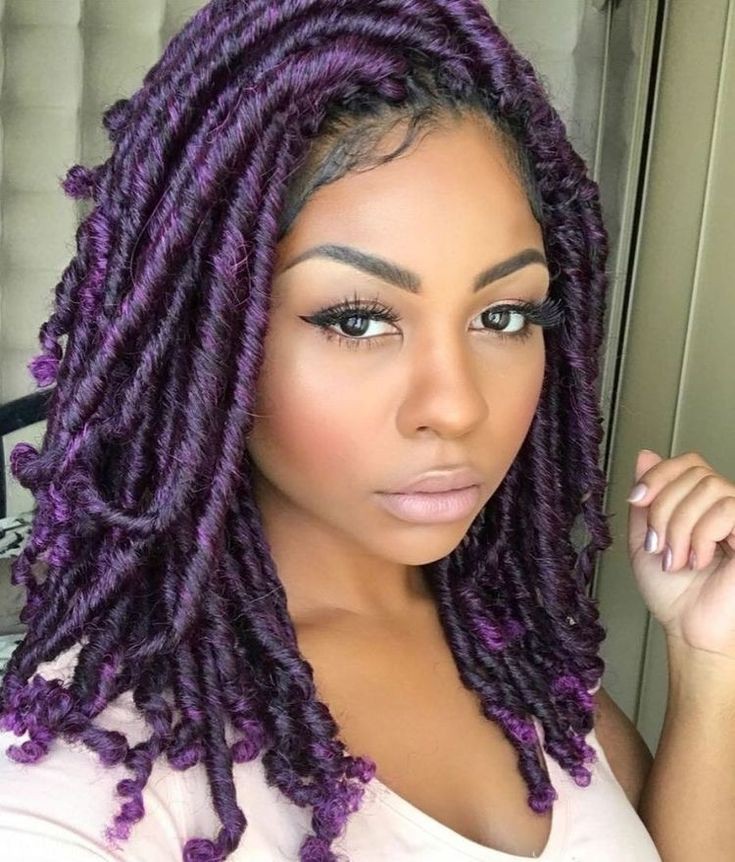 Purple faux locs: Crochet braids,  Box braids,  Braided Hairstyles,  Faux Locks,  Locs Crochet  