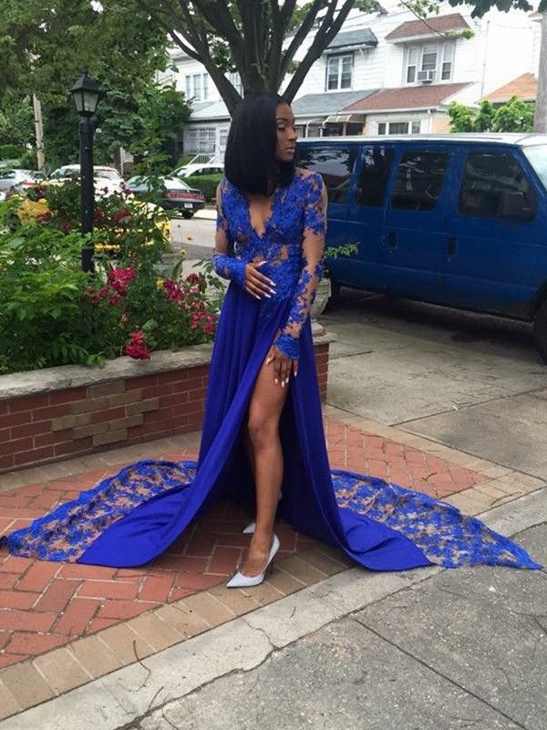 Royal blue and black prom dresses on Stylevore