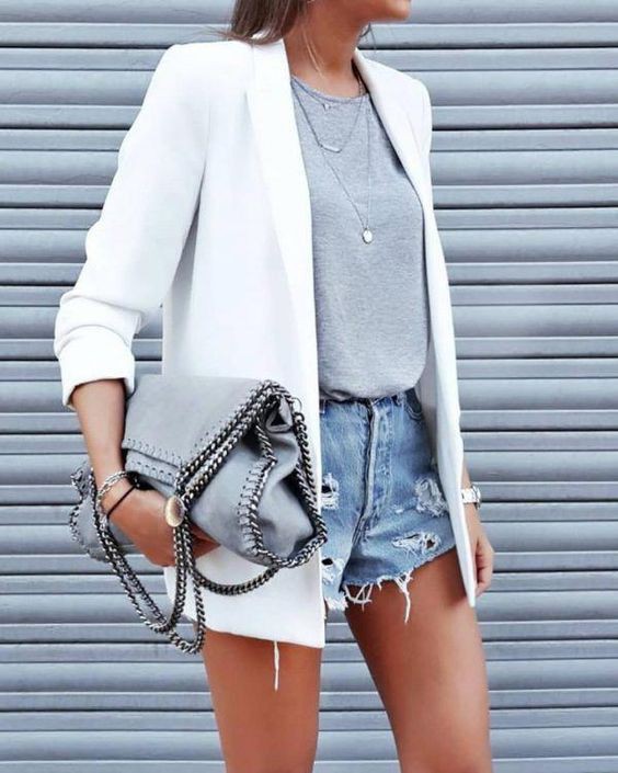 White blazer outfit on Stylevore