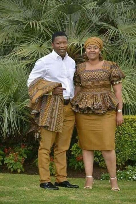 Brown shweshwe designs: Aso ebi,  Matching African Outfits  