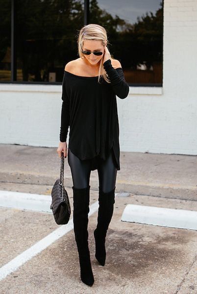 Black over the knee boots outfit: Over-The-Knee Boot,  Boot Outfits  