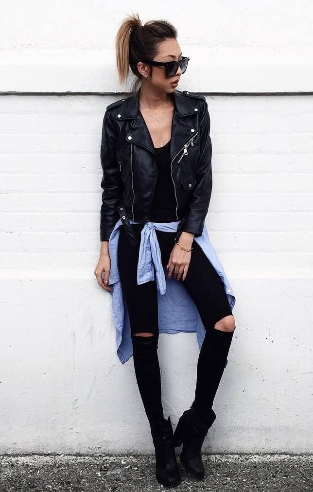 Leather jacket: Leather jacket,  Street Outfit Ideas,  Boxy Jacket  