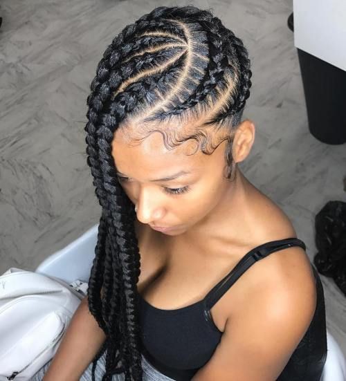 Black woman side braids hairstyles