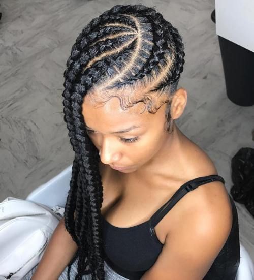 Image of Side braid black girl