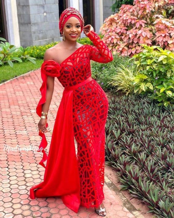 Wedding lace styles 2019: Aso ebi,  Ankara Long Gown  