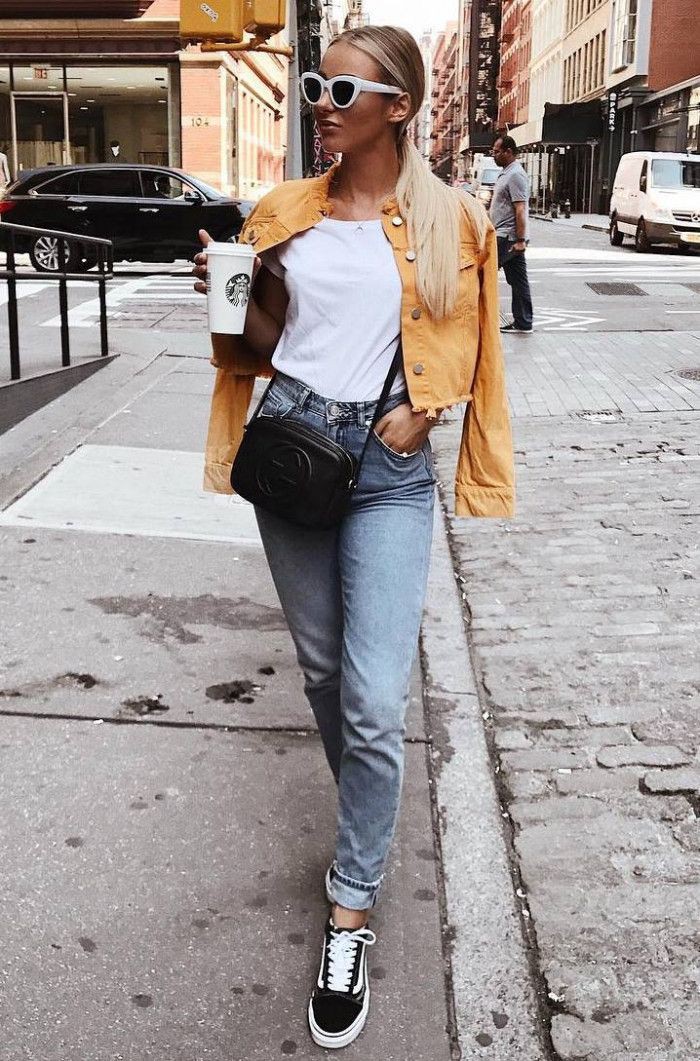 Casual wear,  Jean jacket: Jean jacket,  Street Outfit Ideas,  Yellow Jacket,  Boxy Jacket  