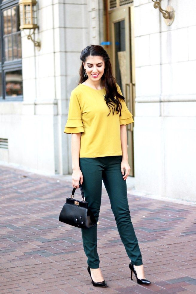 mustard yellow top outfit