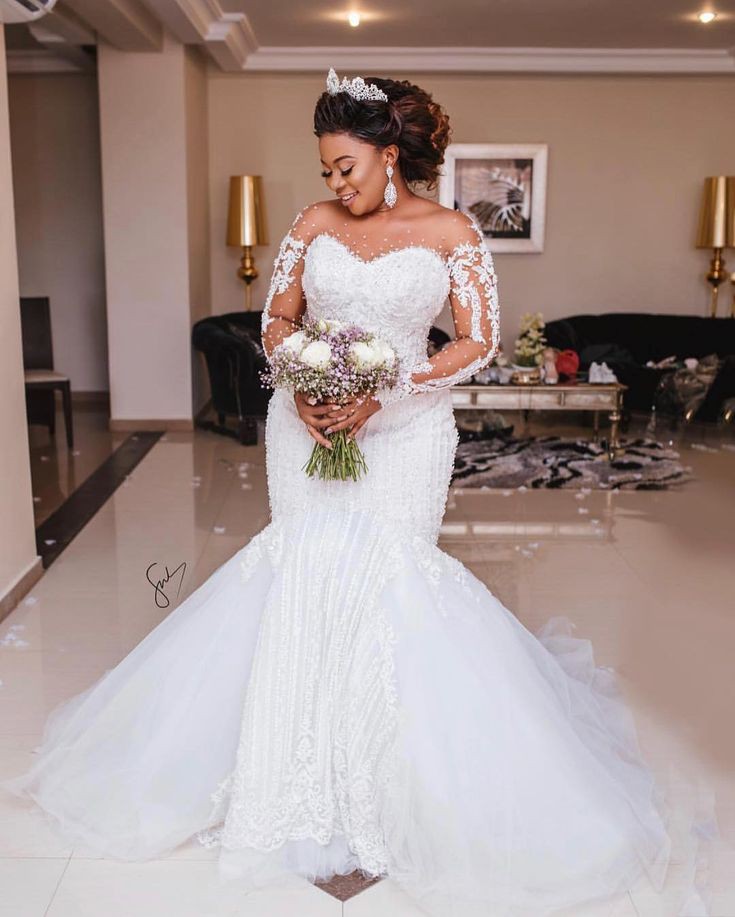 Mermaid Wedding Dress, Plus Size Wedding Dress: Wedding dress,  Plus size outfit,  Sheer fabric,  Maxi dress,  African Wedding Dress  