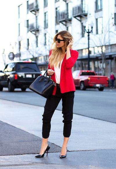 Red black and white outfits: Business casual,  Pink Dresses  