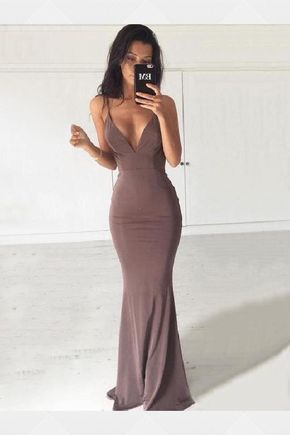 Trumpet mermaid sweep train prom dresses v neck jersey sleeveless: Backless dress,  Sleeveless shirt,  evening dress  