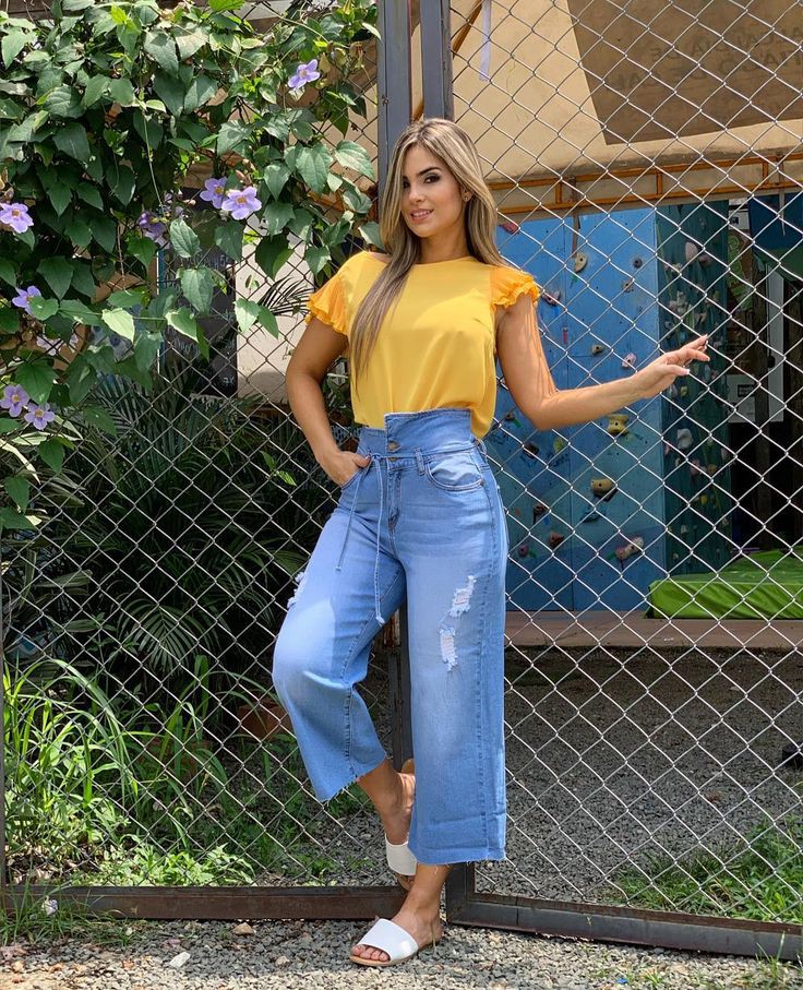 Yellow Top And Jeans: Yellow Outfits Girls,  yellow top  