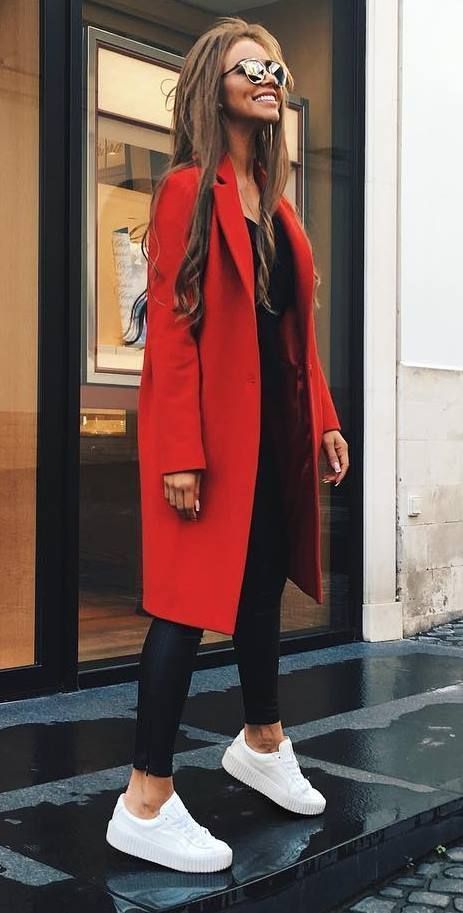 Red coat outfit ideas: Casual Winter Outfit,  Trench coat,  Red coat,  Wool Coat,  Duffel coat  
