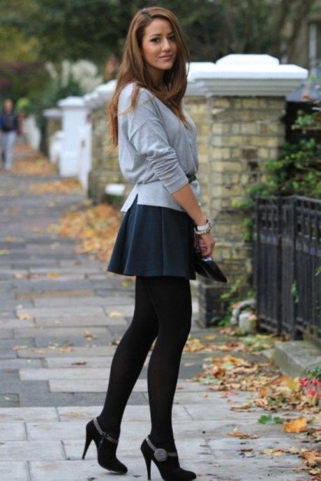 Short skirt with leggings: Cocktail Dresses,  High-Heeled Shoe,  Pencil skirt,  Skirt Outfits  