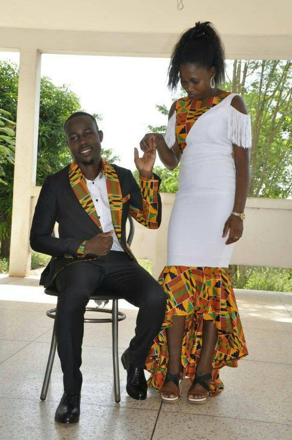 Formal wear,  Wedding dress: Wedding dress,  Kente cloth,  Matching African Outfits  