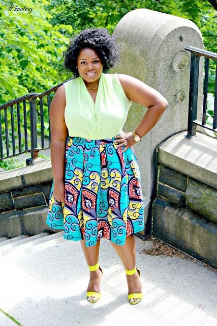 Box pleated skirt plus size: Plus size outfit,  Clothing Ideas,  Kente cloth,  Plus Size Ankara  
